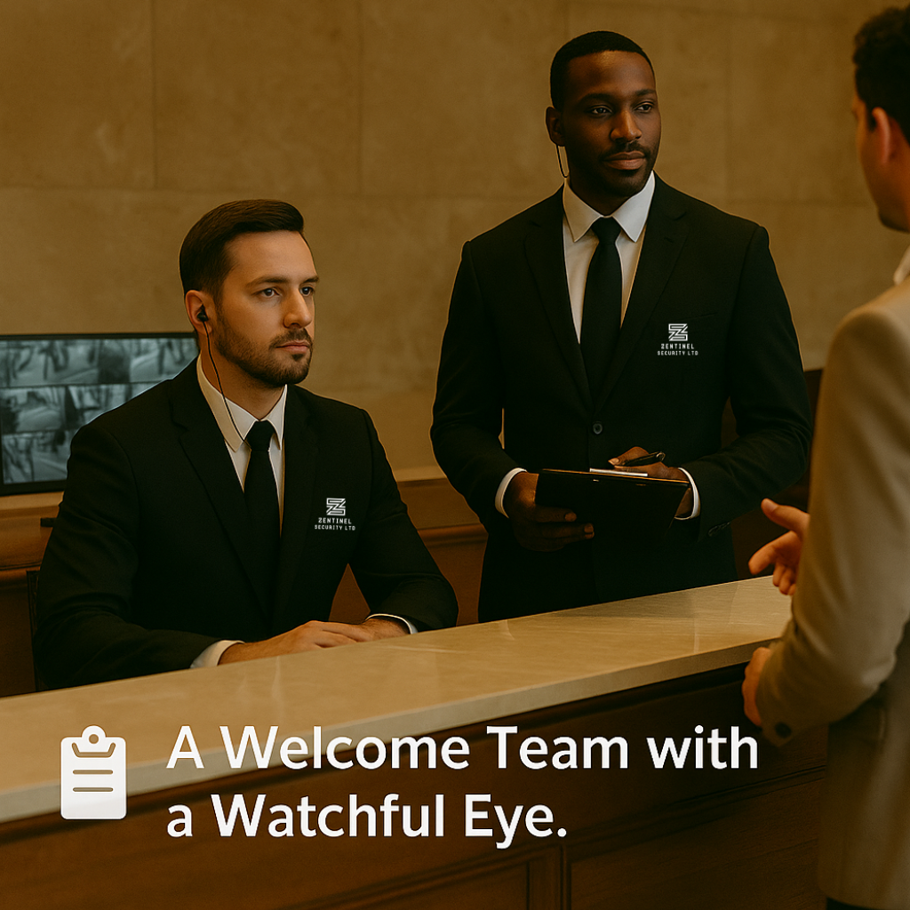 Concierge officer at reception desk